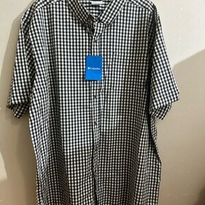Columbia Men's Black and White Plaid Shirt